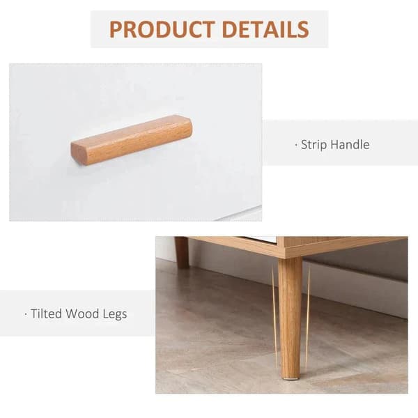 Rootz kommode - Opbevaringsskabe - Med 3 skuffer - Spånplade - Hvid + Natur - 80 cm x 39 cm x 80 cm