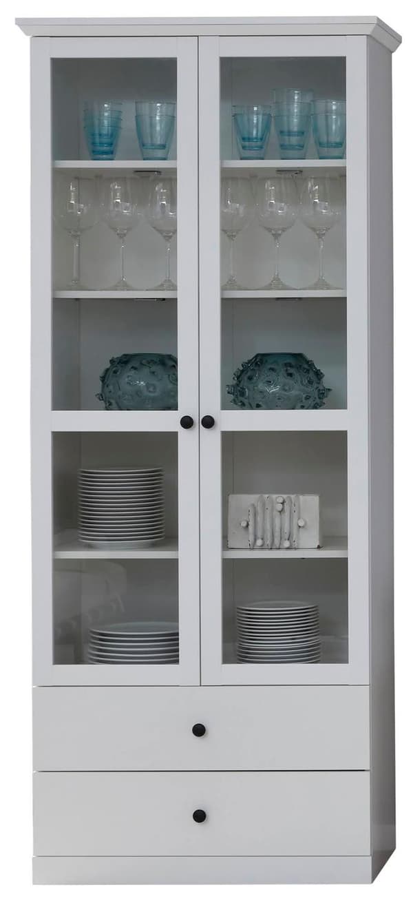 Rootz Vitrineskab - Skabe - Hvid med glas - 81 x 196 x 41 cm