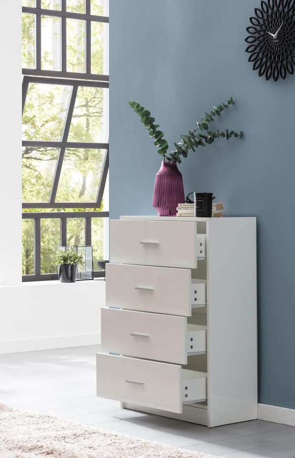 Rootz Design Skänk Vit Högblank 60x90x30 cm Skänk Trä Modern - Smal låda byrå Matsal - Litet allroundskåp hall Linne byrå sovrum