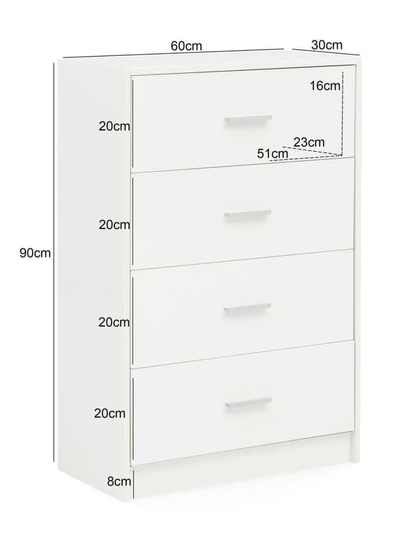 Rootz Design Skänk Vit Högblank 60x90x30 cm Skänk Trä Modern - Smal låda byrå Matsal - Litet allroundskåp hall Linne byrå sovrum