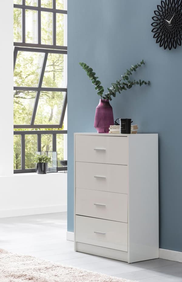 Rootz Design Skänk Vit Högblank 60x90x30 cm Skänk Trä Modern - Smal låda byrå Matsal - Litet allroundskåp hall Linne byrå sovrum