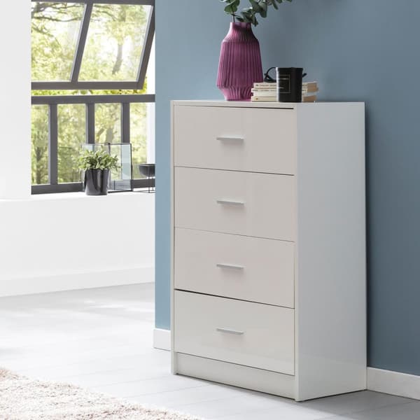 Rootz Design Skänk Vit Högblank 60x90x30 cm Skänk Trä Modern - Smal låda byrå Matsal - Litet allroundskåp hall Linne byrå sovrum