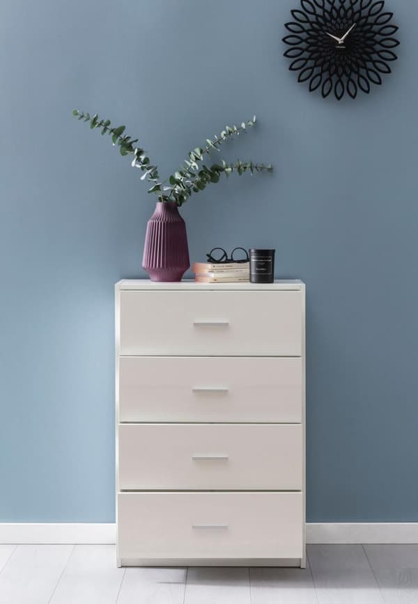 Rootz Design Senkki Valkoinen Korkeakiiltoinen 60x90x30 cm Senkki Puu Moderni - Kapea laatikko lipasto Ruokasali - Pieni yleiskaappi eteinen Liinavaat