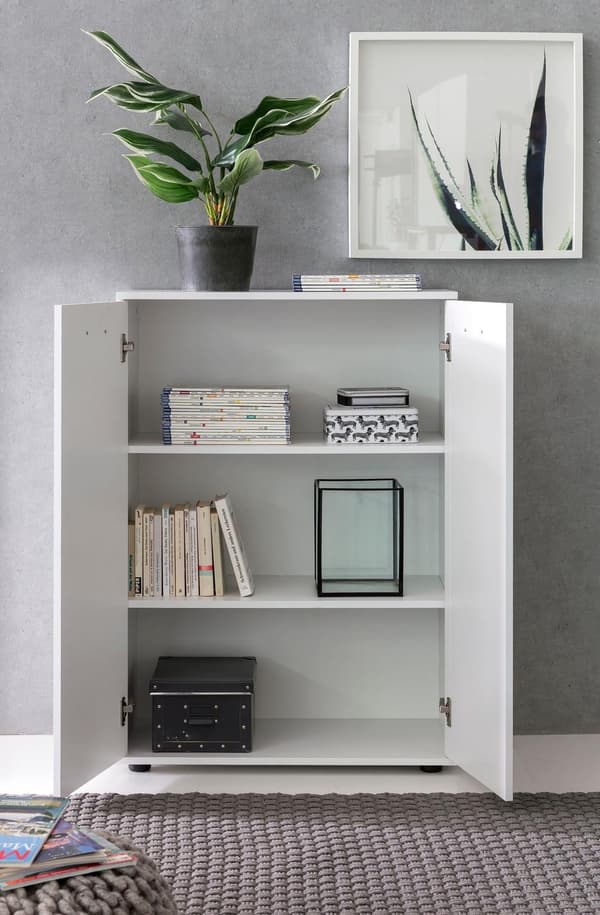 Rootz kommode med 2 låger 71x104x35cm multifunktionsskab træ hvid - Entreskab lyst moderne - Skab lille - Skænk mat skænk - Kommode hallmøbler