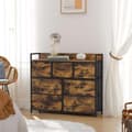 Pikkukuva 6 / 7: Rootz Lipasto - Lipasto - Säilytyskaappi - Teollinen lipasto - 7 kangaslaatikkoa - Vintage ruskea-musta - 98 x 28,5 x 85 cm