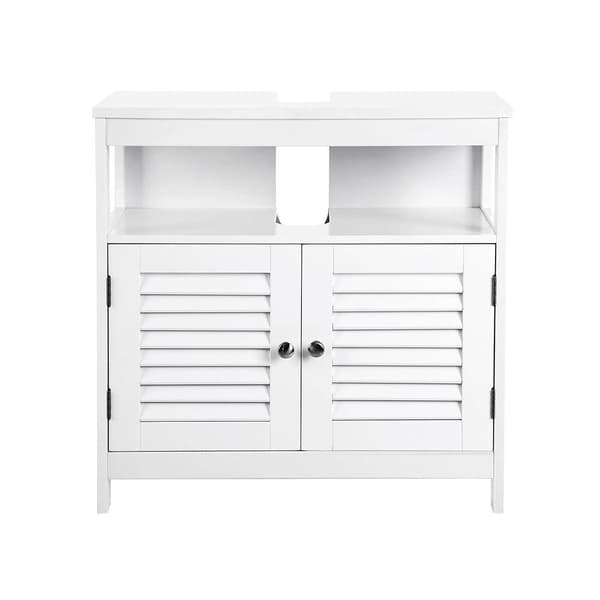 Rootz Tvättställsskåp - Skyddsdörrar Tvättställsskåp - Underdel - Badrumsskåp - Underhållsskåp - MDF-skiva - Vit - 60 x 60 x 30 cm (B x H x D)