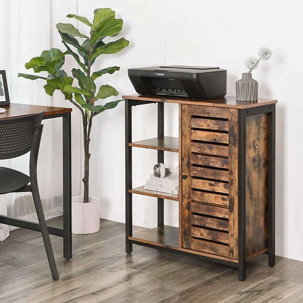 Rootz Industriell Förvaringsskåp - Skänk - Skåp med 3 hyllor - Brun - 70 x 30 x 81 cm