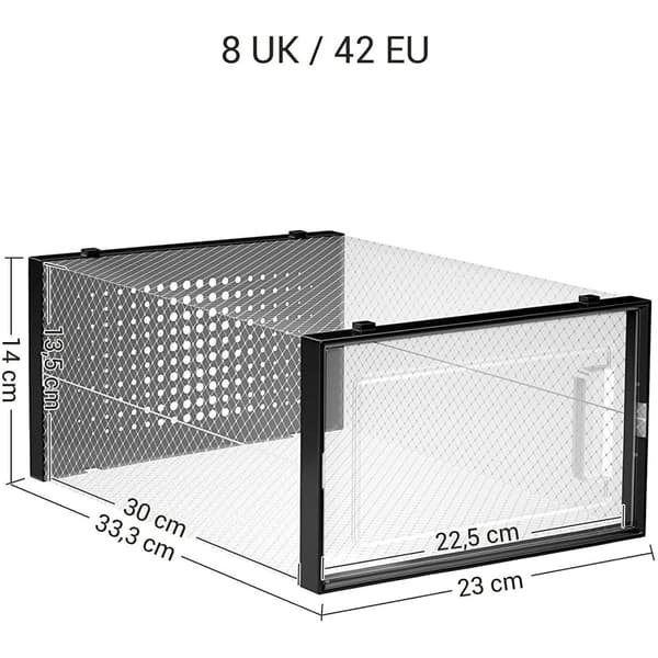 Rootz skokartonger - 18 förvaringslådor - Vikbar och stapelbar - Transparent-svart - 31 x 24,5 x 17,5 cm