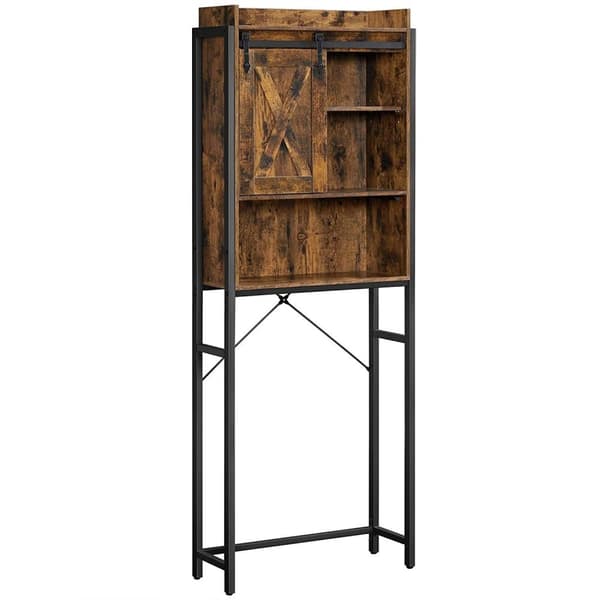 Rootz Opbevaringsskab - Toiletskab - Badeværelsesskab - Stålstel - Vaskemaskineskab - Industrielt - Brun - Sort - 64 x 24 x 171 cm