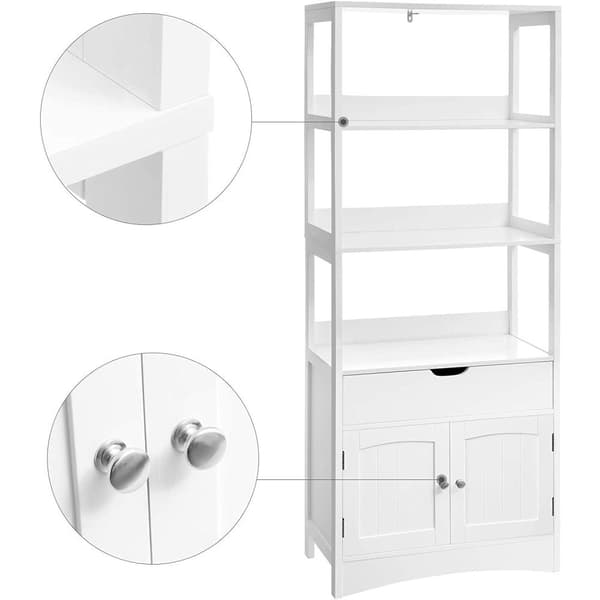 Rootz Opbevaringsskab - Højskab - Badeværelsesskab - 3 åbne rum - 1 skuffe - 2 låger - Hvid - 60 x 32,5 x 154 cm