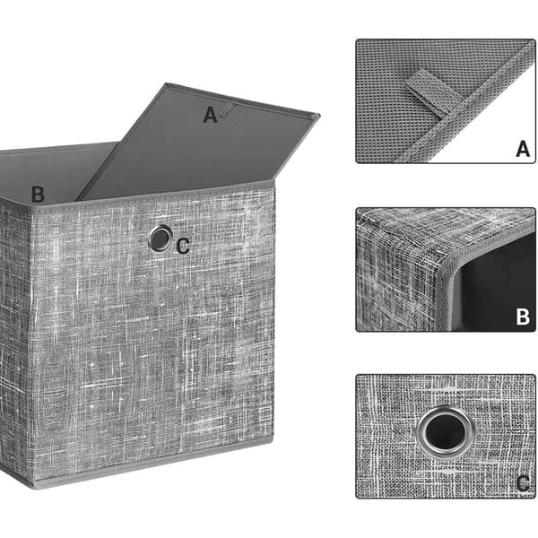 Rootz förvaringslådor - Set med 6 - Vikbara lådor - Non Woven - Organizer - Grå - 30 x 30 x 30 cm