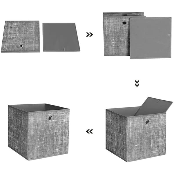 Rootz förvaringslådor - Set med 6 - Vikbara lådor - Non Woven - Organizer - Grå - 30 x 30 x 30 cm