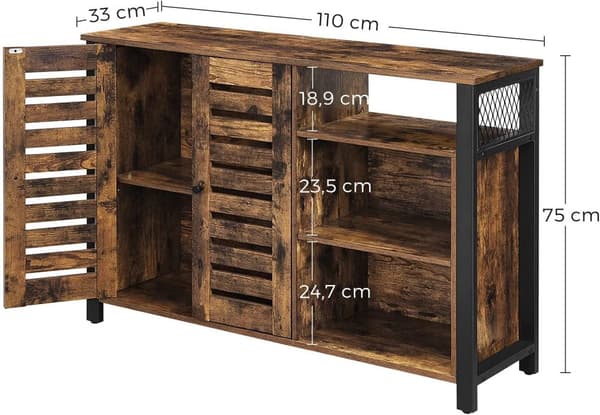 Rootz Opbevaringsskab - Skænk - Skab - Industriel - Træ - Brun - 114 x 35 x 75 cm