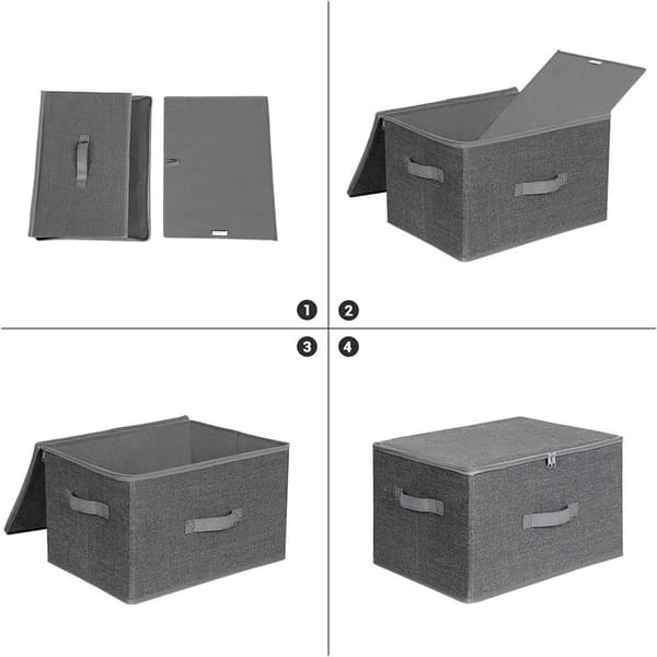 Rootz-säilytyslaatikot - 3 kpl - Kansi - Taitettava - Kangas - Kahvat - Harmaa - 40 x 30 x 25 cm