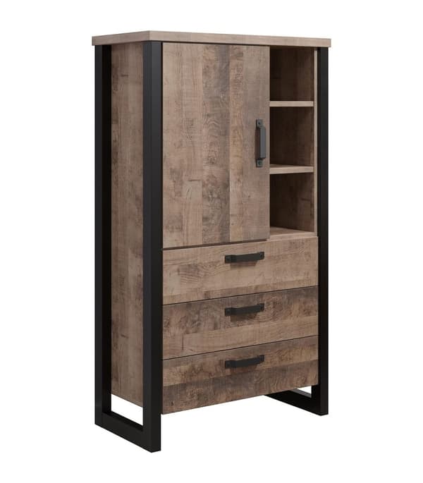 Rootz Stylish Wooden Storage - Furniture - Unit Cabinet Piece - Brown & Black - 87 x 155 x 45 cm