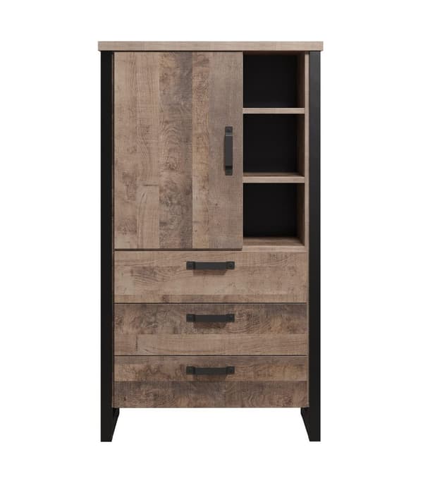 Rootz Stylish Wooden Storage - Furniture - Unit Cabinet Piece - Brown & Black - 87 x 155 x 45 cm