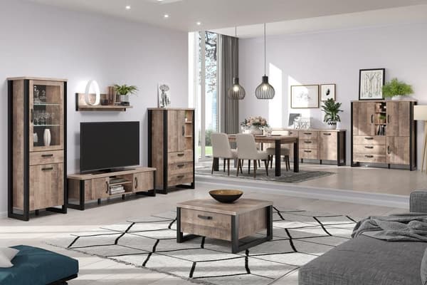 Rootz Stylish Wooden Storage - Furniture - Unit Cabinet Piece - Brown & Black - 87 x 155 x 45 cm