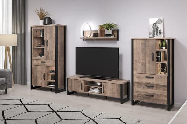Rootz Stylish Wooden Storage - Furniture - Unit Cabinet Piece - Brown & Black - 87 x 155 x 45 cm