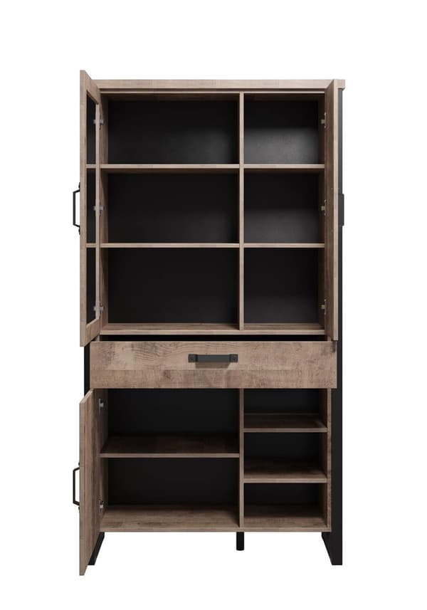 Rootz Storage - Furniture - Furnishing Item - Piece Creation - Article - Offering - Brown & Black - 106 x 195 x 45 cm