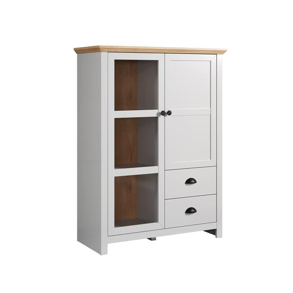 Rootz Display Cabinet - Showcase - Cupboard - Stand - Storage Unit - Furniture Piece - Light Grey/Artisan Oak - 97 x 130 x 41 cm
