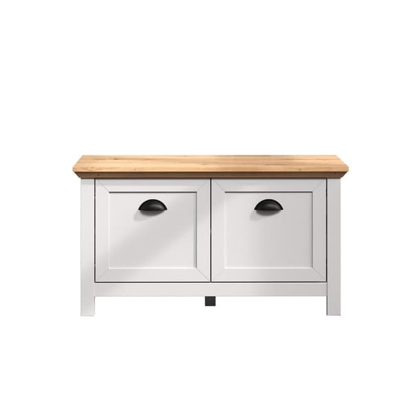 Rootz Bench - Seating Solution - Storage Bench - Shoe Organizer - Entryway Furniture - Light Grey/Artisan Oak - 91x49x41cm