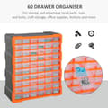 Miniatyrbild 5 av 8: Rootz Storage Cabinet - Parts Organizer - Wall Mount - 60 Drawers - Orange - L38 x W16 x H47.5 cm