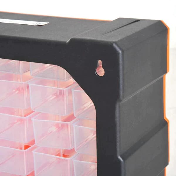 Rootz Storage Cabinet - Parts Organizer - Wall Mount - 60 Drawers - Orange - L38 x W16 x H47.5 cm