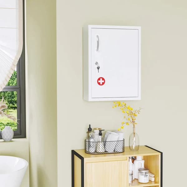 Rootz Medicinskab - 3 rum - Låsbart - Med receptrum - Robust stålhus - Hvid - 40 x 15 x 53,5 cm