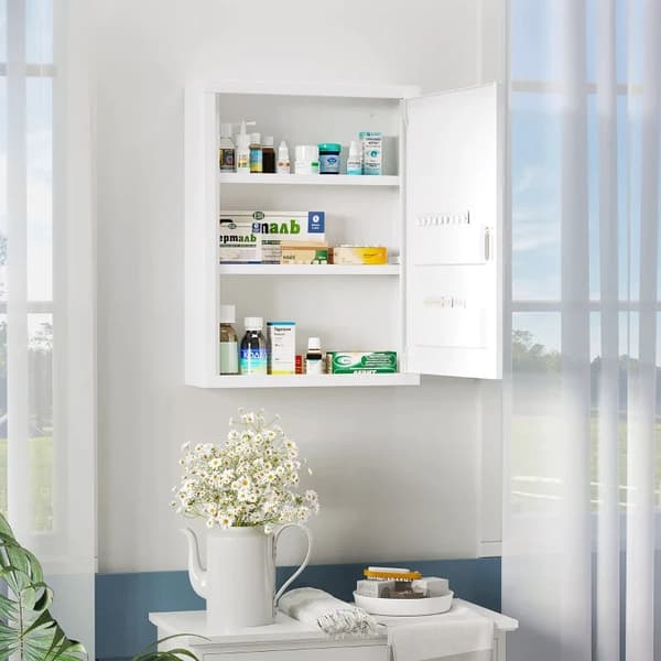 Rootz Medicinskab - 3 rum - Låsbart - Med receptrum - Robust stålhus - Hvid - 40 x 15 x 53,5 cm