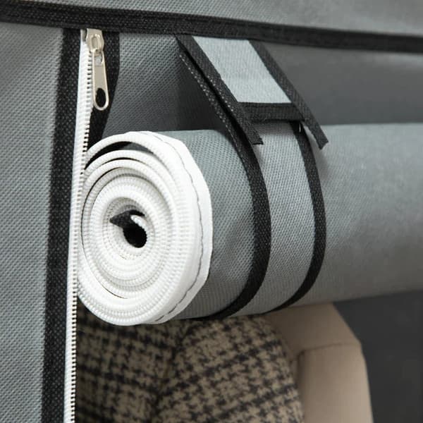 Rootz Förvaringsskåp - Tygskåp - Fibertyg - Tvättstuga - Förvaringslösning - 8 hyllor - 2 kläder - Skenor - Plast - Ljusgrå - 125L x 43W x 162,5H cm