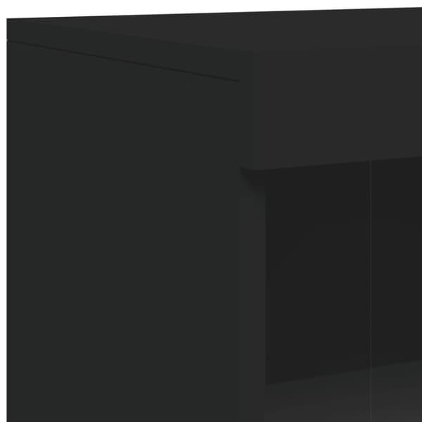 vidaXL Sideskap med LED-lys svart konstruert tre