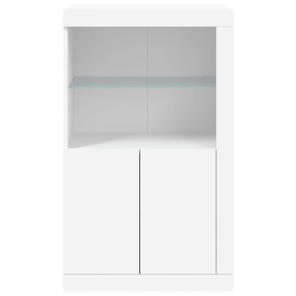vidaXL Sideskap med LED-lys hvit konstruert tre