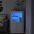 Miniatyrbilde 1 av 11: vidaXL Sideskap med LED-lys hvit konstruert tre