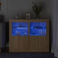 Miniatyrbilde 1 av 11: vidaXL Sideskap med LED 2 stk sonoma eik konstruert tre