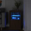 Miniatyrbild 1 av 11: vidaXL Sidoskåp med LED-lampor brun ek konstruerat trä