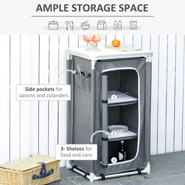 Nancy's Ahme Lake Campingskab - Grijs - Aluminium, Oxford Stof - 23,62 cm x 19,68 cm x 41,14 cm