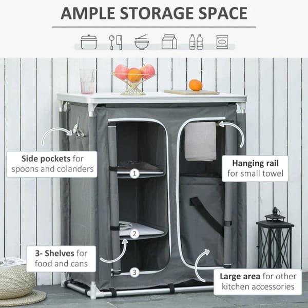 Nancy's Ahme Lake Campingskab - Grijs - Aluminium, Oxford Stof - 23,62 cm x 19,68 cm x 41,14 cm