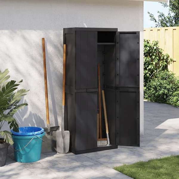 vidaXL haveskab 65x37x165 cm PP sort