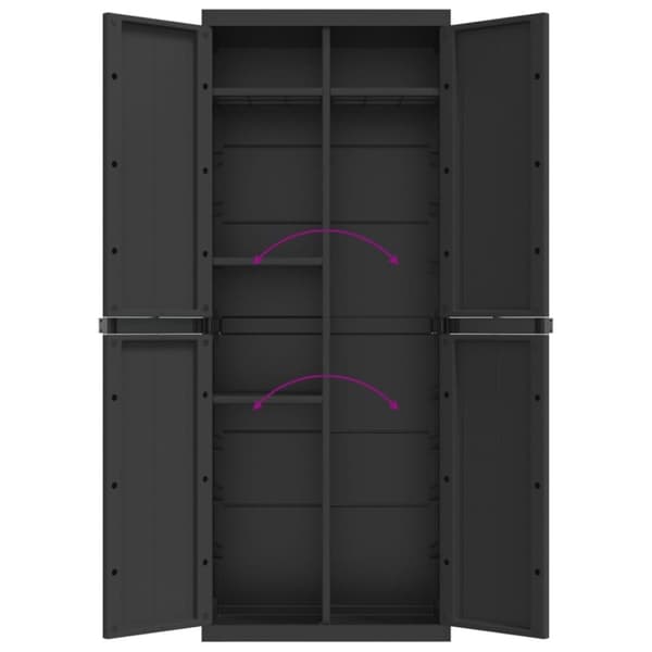 vidaXL Oppbevaringsskap for hage svart 65x37x165 cm PP