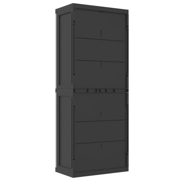 vidaXL Puutarhan varastokaappi harmaa ja musta 65x37x165 cm PP
