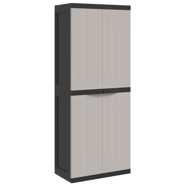 vidaXL Puutarhan varastokaappi harmaa ja musta 65x37x165 cm PP