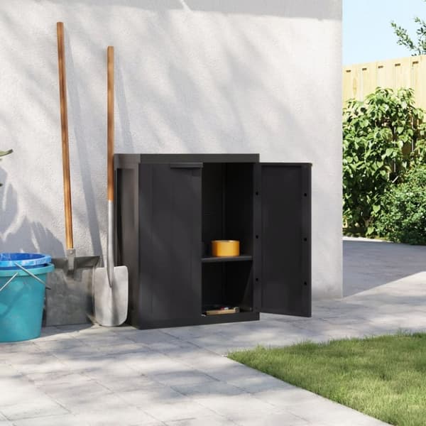 vidaXL Oppbevaringsskap for hage svart 65x37x85 cm PP