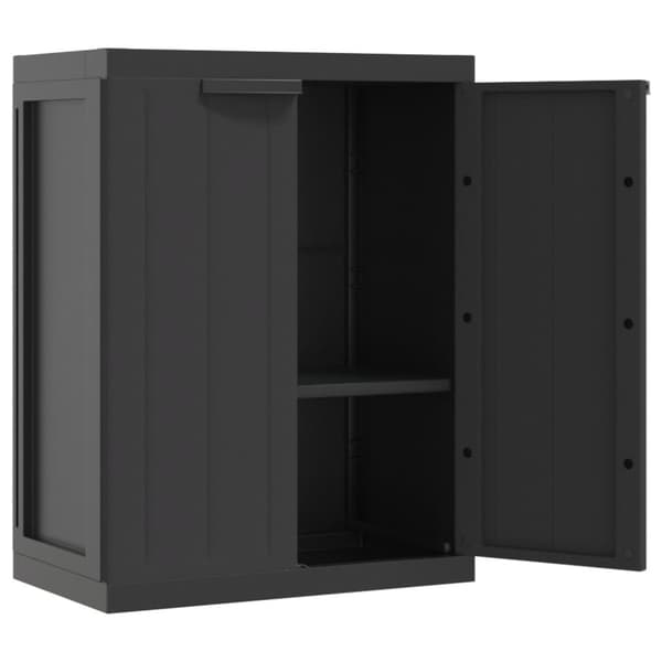 vidaXL Oppbevaringsskap for hage svart 65x37x85 cm PP