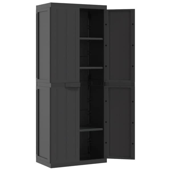 vidaXL Oppbevaringsskap for hage svart 65x37x165 cm PP