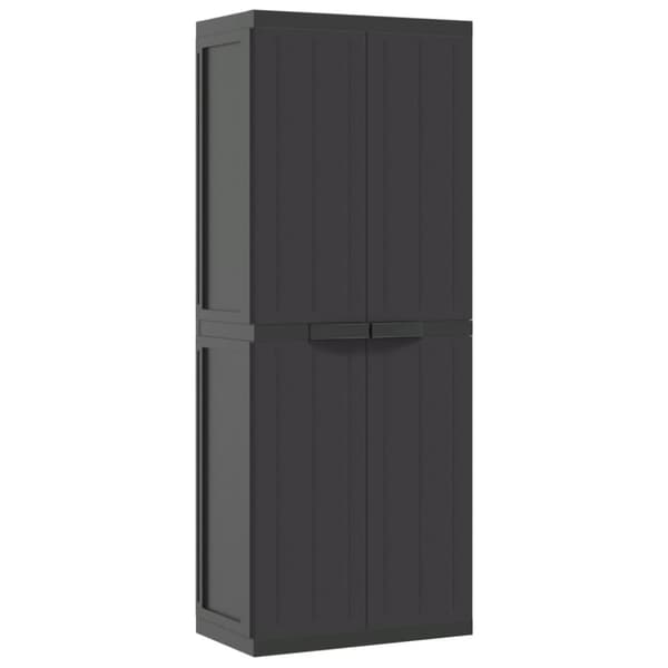vidaXL Oppbevaringsskap for hage svart 65x37x165 cm PP