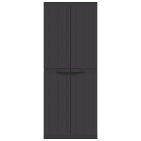 vidaXL Puutarhan varastokaappi musta 65x37x165 cm PP
