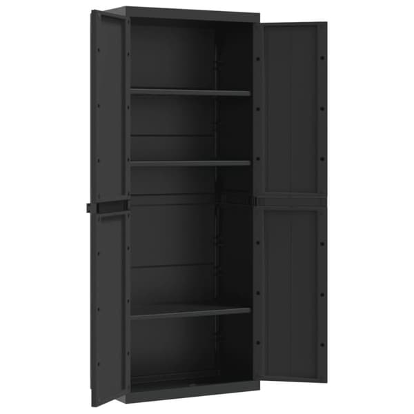 vidaXL Puutarhan varastokaappi musta 65x37x165 cm PP