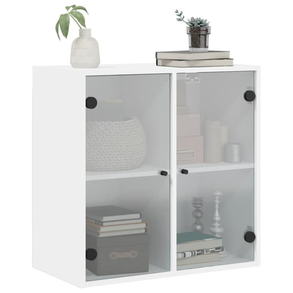 vidaXL Sideskap med glassdører hvit 68x37x68,5 cm