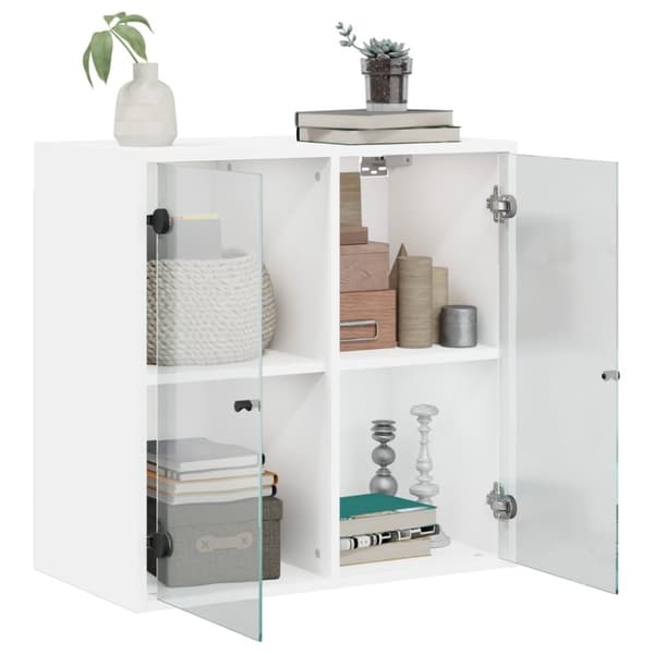 vidaXL Sideskap med glassdører hvit 68x37x68,5 cm