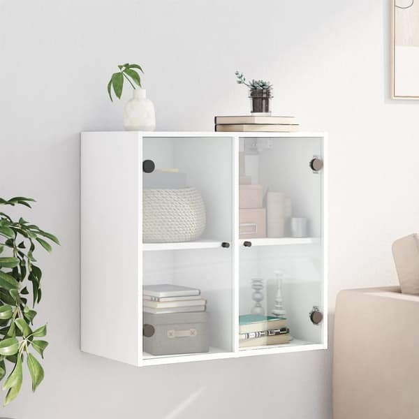 vidaXL Sideskap med glassdører hvit 68x37x68,5 cm
